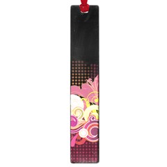 Flower Back Leaf Polka Dots Black Pink Large Book Marks