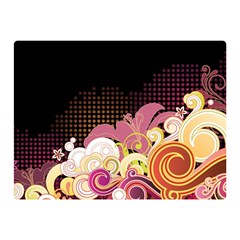 Flower Back Leaf Polka Dots Black Pink Double Sided Flano Blanket (mini) 