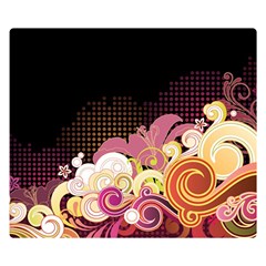 Flower Back Leaf Polka Dots Black Pink Double Sided Flano Blanket (small) 