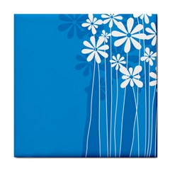 Flower Blue Tile Coasters by Mariart