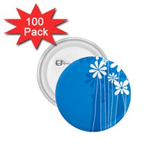 Flower Blue 1 75  Buttons (100 Pack) 