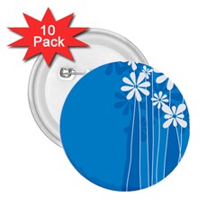 Flower Blue 2 25  Buttons (10 Pack) 