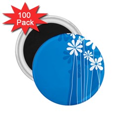 Flower Blue 2 25  Magnets (100 Pack)  by Mariart