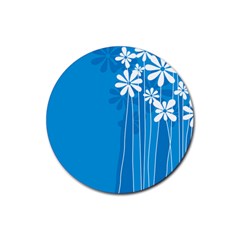 Flower Blue Rubber Coaster (round) 