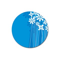 Flower Blue Magnet 3  (round)