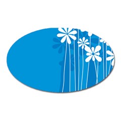 Flower Blue Oval Magnet