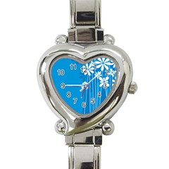 Flower Blue Heart Italian Charm Watch