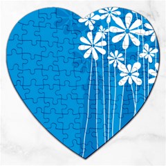 Flower Blue Jigsaw Puzzle (heart) by Mariart