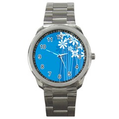 Flower Blue Sport Metal Watch