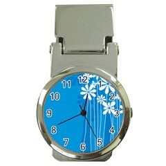 Flower Blue Money Clip Watches by Mariart