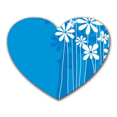 Flower Blue Heart Mousepads by Mariart