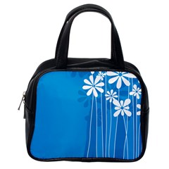 Flower Blue Classic Handbags (one Side)