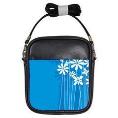 Flower Blue Girls Sling Bags by Mariart