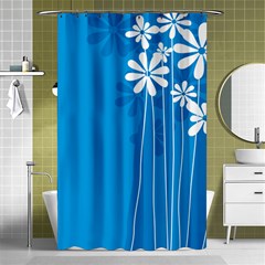 Flower Blue Shower Curtain 48  X 72  (small) 