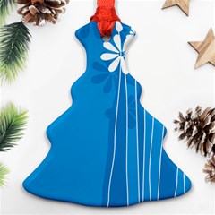 Flower Blue Christmas Tree Ornament (two Sides)