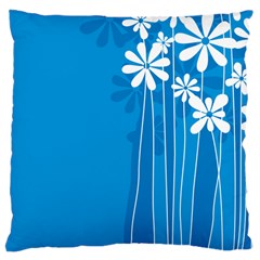 Flower Blue Large Cushion Case (one Side)