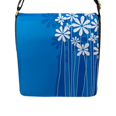 Flower Blue Flap Messenger Bag (l) 