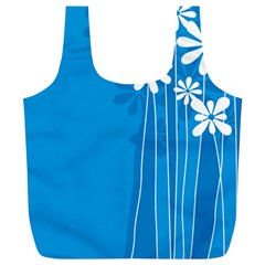 Flower Blue Full Print Recycle Bags (l)  by Mariart