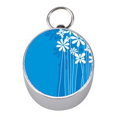 Flower Blue Mini Silver Compasses