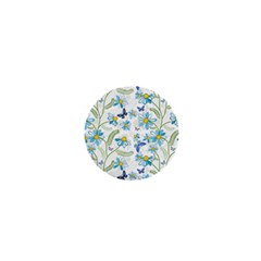 Flower Blue Butterfly Leaf Green 1  Mini Buttons