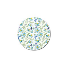 Flower Blue Butterfly Leaf Green Golf Ball Marker