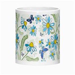 Flower Blue Butterfly Leaf Green Morph Mugs Center