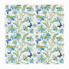 Flower Blue Butterfly Leaf Green Medium Glasses Cloth (2-side) by Mariart