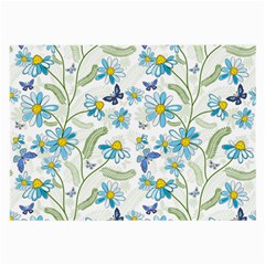 Flower Blue Butterfly Leaf Green Large Glasses Cloth (2-side)