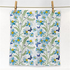 Flower Blue Butterfly Leaf Green Face Towel