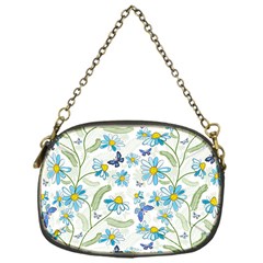 Flower Blue Butterfly Leaf Green Chain Purses (one Side) 