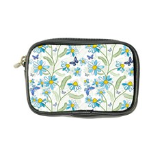 Flower Blue Butterfly Leaf Green Coin Purse