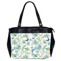 Flower Blue Butterfly Leaf Green Office Handbags (2 Sides)  by Mariart