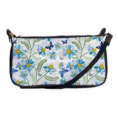 Flower Blue Butterfly Leaf Green Shoulder Clutch Bags