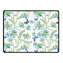 Flower Blue Butterfly Leaf Green Fleece Blanket (small) by Mariart