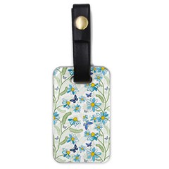 Flower Blue Butterfly Leaf Green Luggage Tags (one Side)  by Mariart