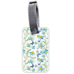 Flower Blue Butterfly Leaf Green Luggage Tags (two Sides) by Mariart