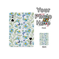 Flower Blue Butterfly Leaf Green Playing Cards 54 (mini) 