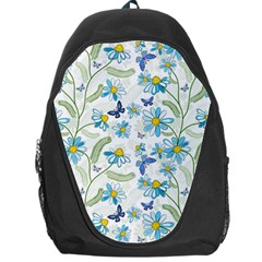 Flower Blue Butterfly Leaf Green Backpack Bag