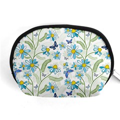 Flower Blue Butterfly Leaf Green Accessory Pouches (medium) 