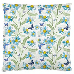 Flower Blue Butterfly Leaf Green Standard Flano Cushion Case (one Side)