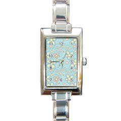 Flower Blue Butterfly Bird Yellow Floral Sexy Rectangle Italian Charm Watch by Mariart