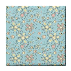 Flower Blue Butterfly Bird Yellow Floral Sexy Tile Coasters by Mariart