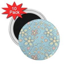 Flower Blue Butterfly Bird Yellow Floral Sexy 2 25  Magnets (10 Pack) 