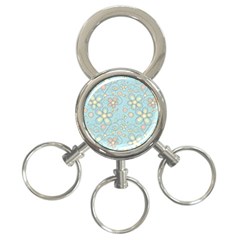 Flower Blue Butterfly Bird Yellow Floral Sexy 3-ring Key Chains by Mariart