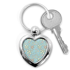 Flower Blue Butterfly Bird Yellow Floral Sexy Key Chains (heart) 