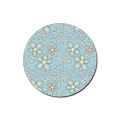 Flower Blue Butterfly Bird Yellow Floral Sexy Rubber Coaster (round) 