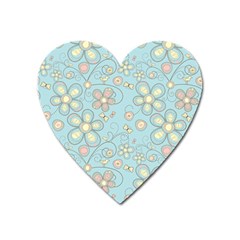 Flower Blue Butterfly Bird Yellow Floral Sexy Heart Magnet by Mariart