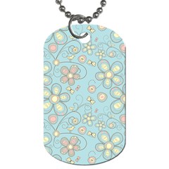 Flower Blue Butterfly Bird Yellow Floral Sexy Dog Tag (one Side)