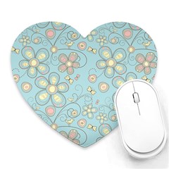 Flower Blue Butterfly Bird Yellow Floral Sexy Heart Mousepads