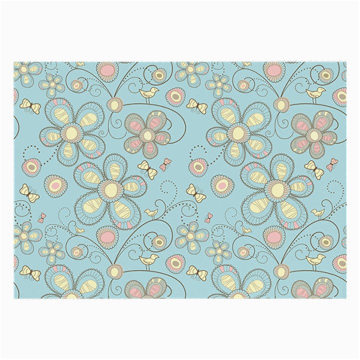 Flower Blue Butterfly Bird Yellow Floral Sexy Large Glasses Cloth (2-Side)